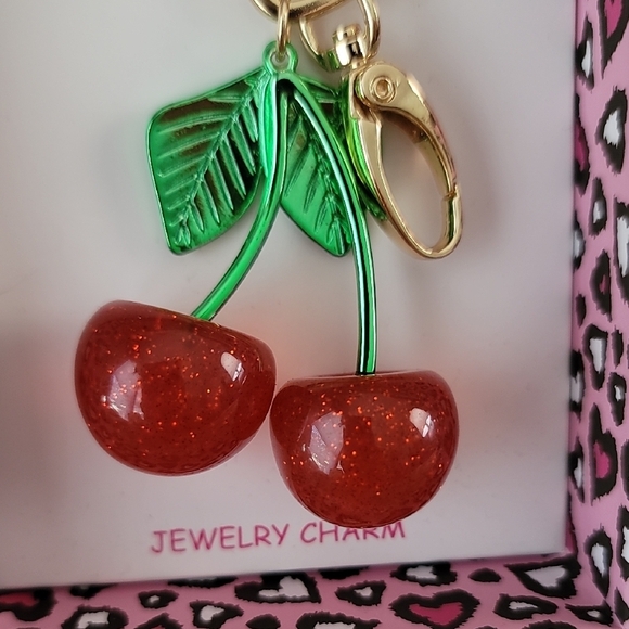 Betsey Johnson Red Cherry Keychain with Gold and Green Accents - Picture 4 of 7